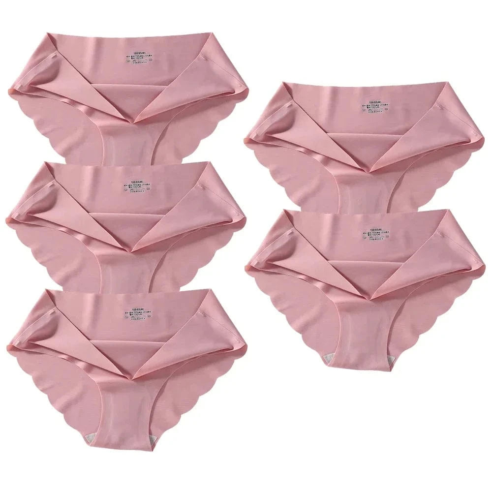 Seamless Silk Briefs Sexy Panties For Women Mid Waist Comfortable Girl Silk Panty Female Underpants Woman Lingerie 5 PCS/Set - A-1 Thread Vault