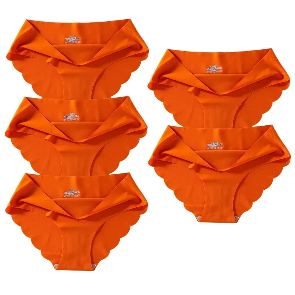 Seamless Silk Briefs Sexy Panties For Women Mid Waist Comfortable Girl Silk Panty Female Underpants Woman Lingerie 5 PCS/Set - A-1 Thread Vault