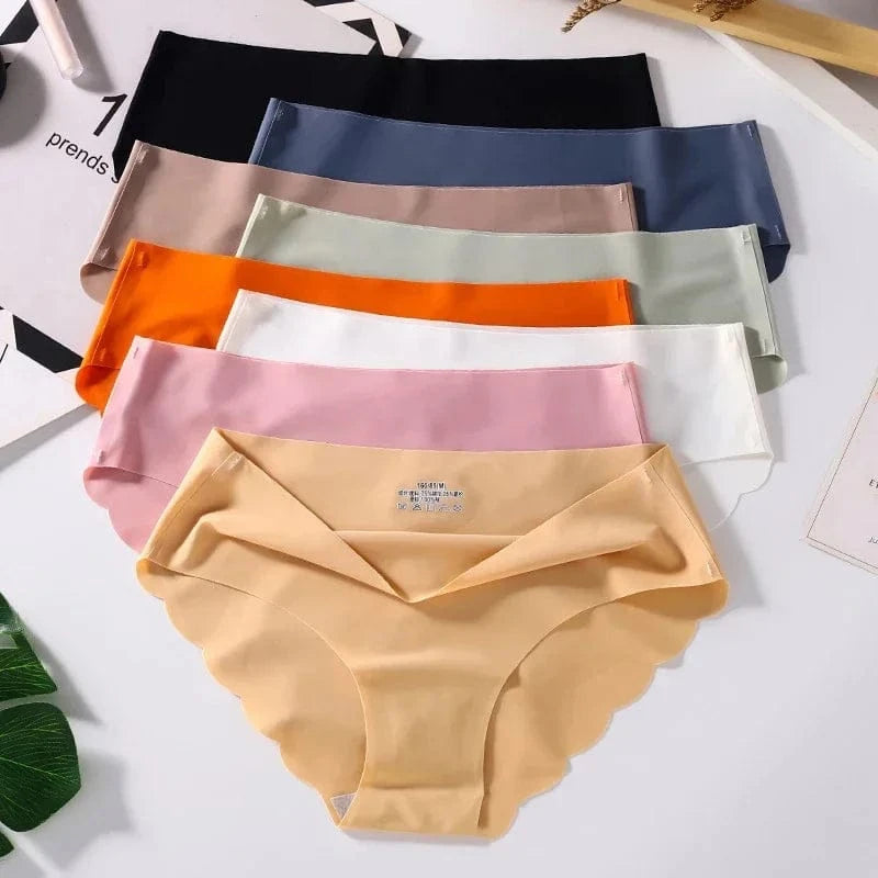 Seamless Silk Briefs Sexy Panties For Women Mid Waist Comfortable Girl Silk Panty Female Underpants Woman Lingerie 5 PCS/Set - A-1 Thread Vault