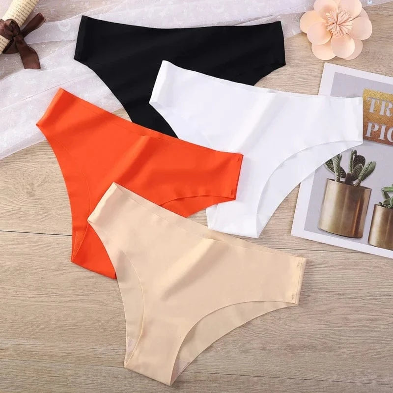 Seamless Thongs for Women No Show Thong V-waisted Stretch Breathable Sexy Panties Underwear 4 Pack - A-1 Thread Vault