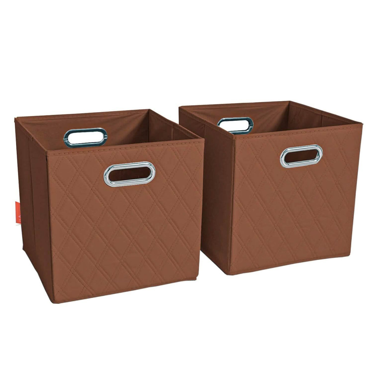 Set of 2: 11-13" Foldable Diamond Patterned Faux Leather Storage Cube Bins - A-1 Thread Vault