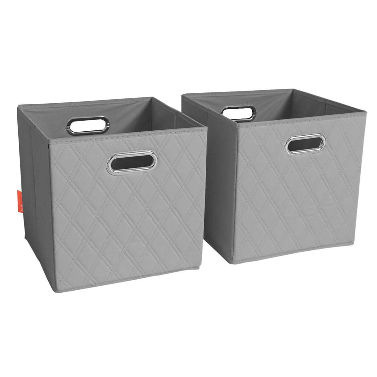 Set of 2: 11-13" Foldable Diamond Patterned Faux Leather Storage Cube Bins - A-1 Thread Vault