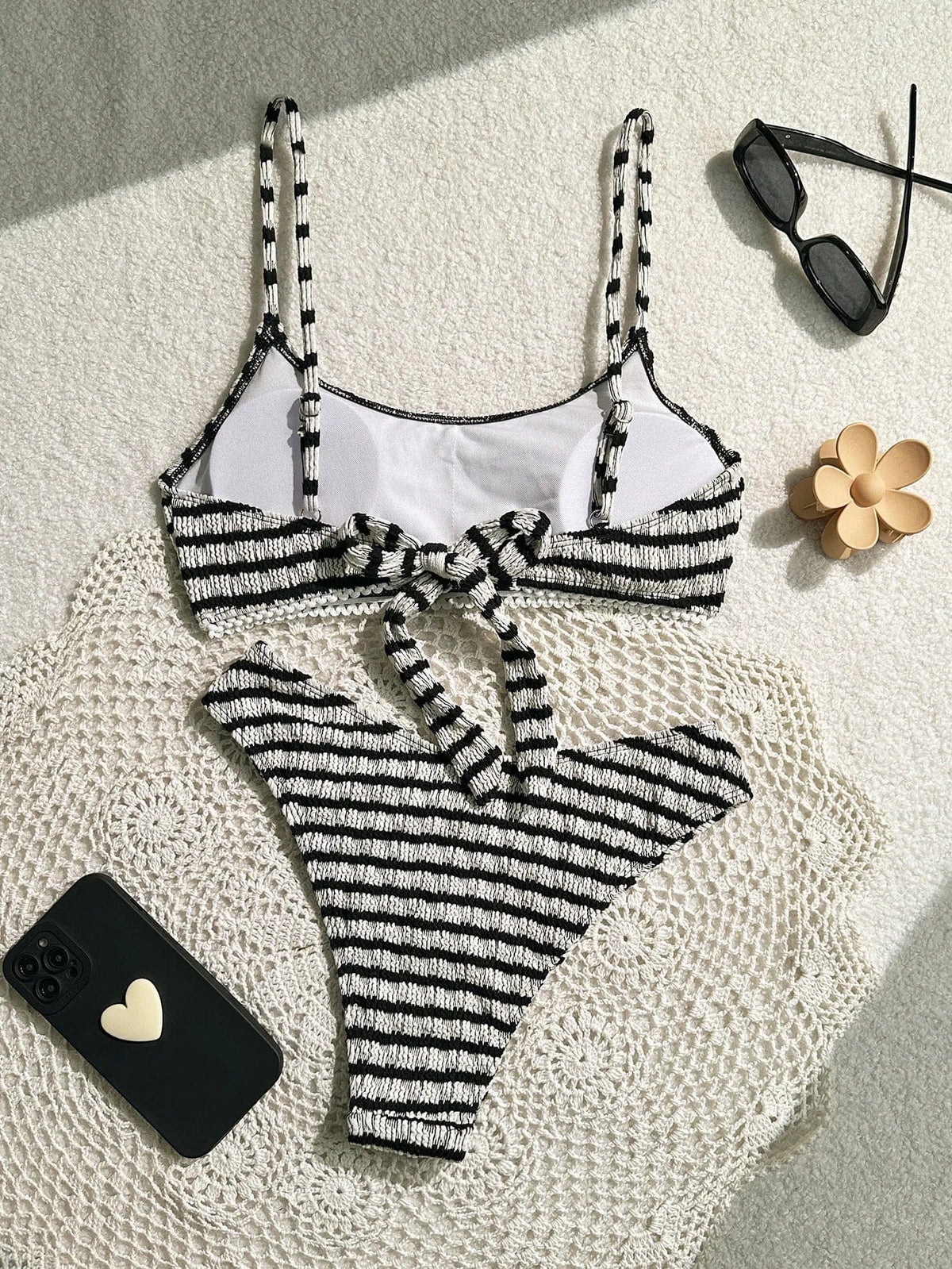 Sexy Black Striped Bikinis 2025 Women Halter Pleate Push Up Micro Swimsuit Brazilian Beach Bathing Suit Holiday Thong Swimwear - A-1 Thread Vault