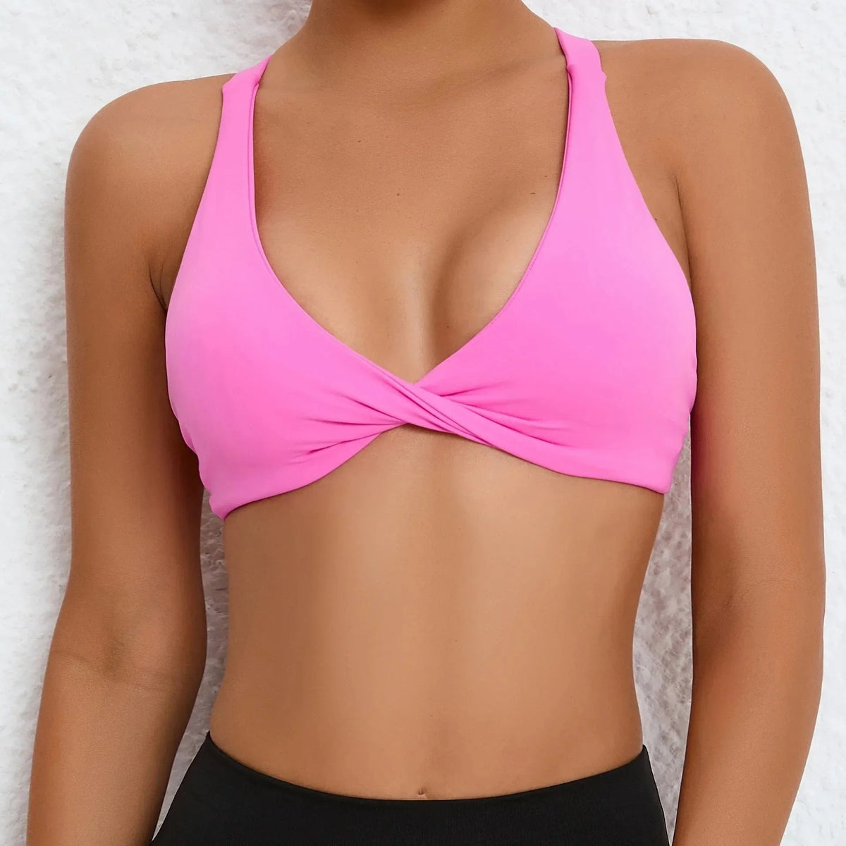 Sexy Deep V Sports Bra Women Strappy Backless High Support Impact Yoga Underwear Running Fitness Workout Gym Top Padded Bralette - A-1 Thread Vault