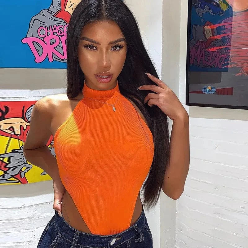Sexy High Street Bodycon Neon Bodysuits Summer Colorful Sleevelss Backless Ftness Outfit Club Party Jumpsuit Combinaison Femme - A-1 Thread Vault