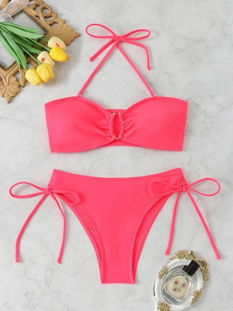 Sexy High Waist Bikini Beach Women's Swimsuit 2026 Two-piece Bathing Suit Woman Swimwear Bandeau Bikinis Sets Brazilian Biquini - A-1 Thread Vault