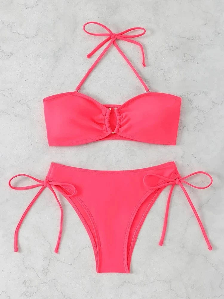 Sexy High Waist Bikini Beach Women's Swimsuit 2026 Two-piece Bathing Suit Woman Swimwear Bandeau Bikinis Sets Brazilian Biquini - A-1 Thread Vault