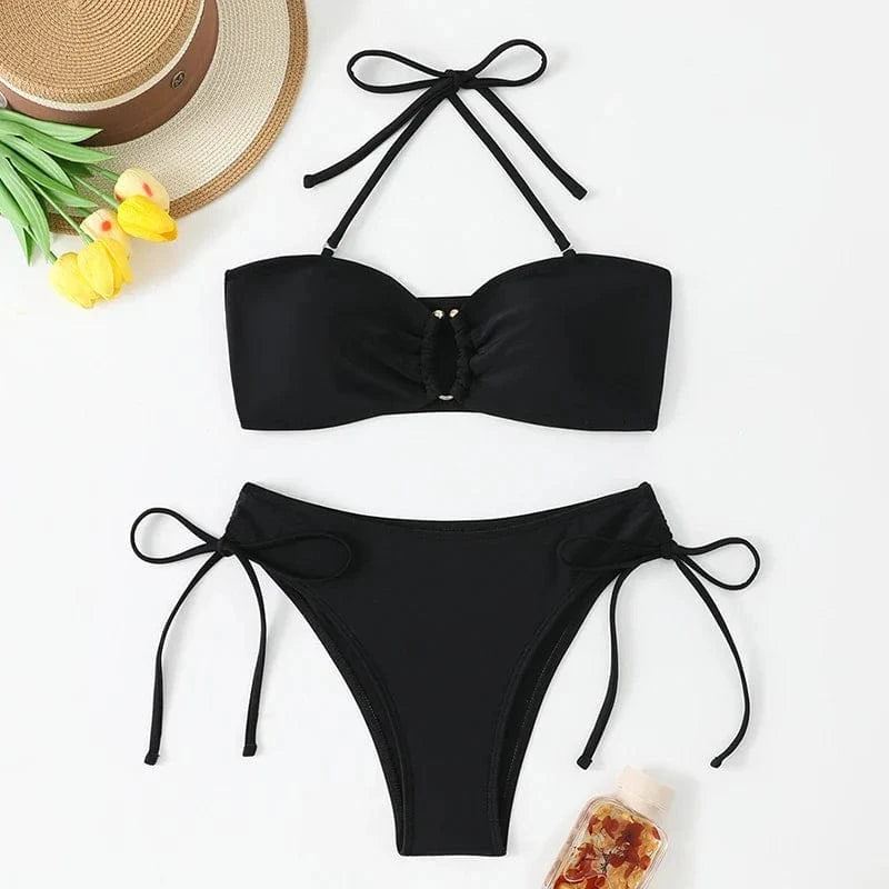 Sexy High Waist Bikini Beach Women's Swimsuit 2026 Two-piece Bathing Suit Woman Swimwear Bandeau Bikinis Sets Brazilian Biquini - A-1 Thread Vault
