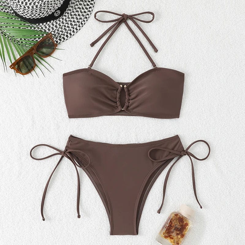 Sexy High Waist Bikini Beach Women's Swimsuit 2026 Two-piece Bathing Suit Woman Swimwear Bandeau Bikinis Sets Brazilian Biquini - A-1 Thread Vault
