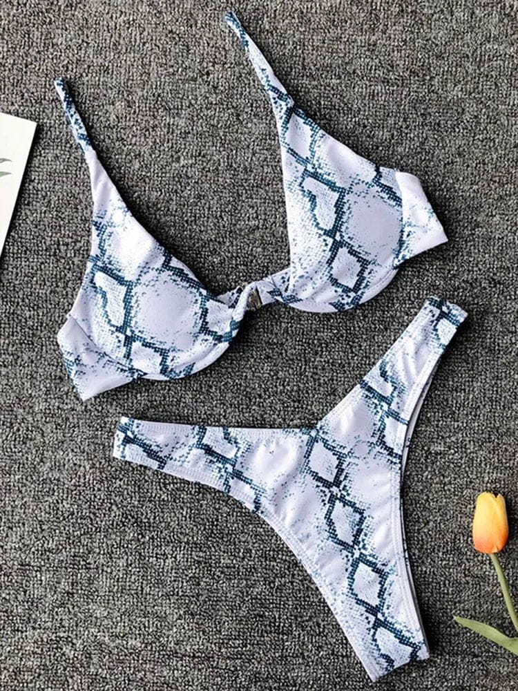 Sexy Neon V-bar Underwired Bikini 2025 Female Ribbed Swimsuit Women Thong Swimwear Two-pieces Bikini set Push up Bathing Suit - A-1 Thread Vault