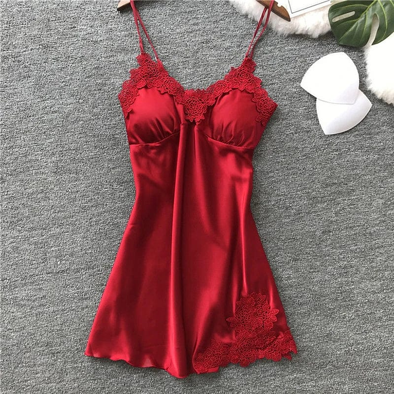 Sexy Pajamas Women's Silk Suspender Nightdress Ladies Spring And Summer Ice Silk Thin Halter Home Service Satin Night Dresses - A-1 Thread Vault