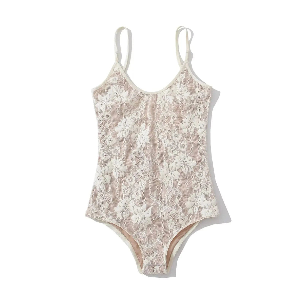 Sexy See Through Lace With Lining Backless Spaghetti Strap Bodysuit Woman Sling Tight Short Jumpsuit Slim fit Rompers Playsuits - A-1 Thread Vault