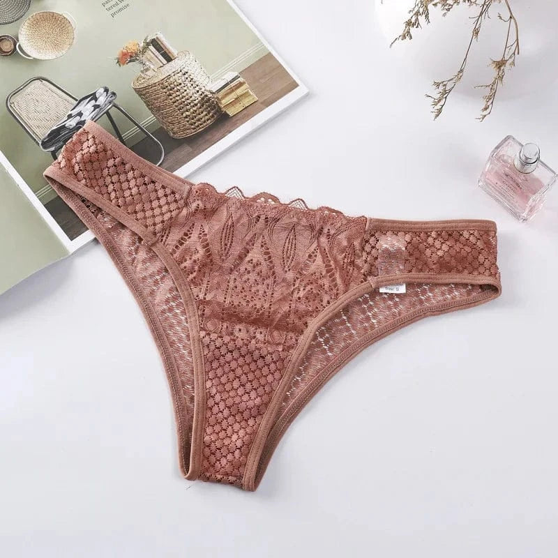 Sexy Sheer Lace Transparent Female Underwear Mesh Hook Briefs Low Waist Seamless Underpants Lingerie for Women Calzones Mujer - A-1 Thread Vault