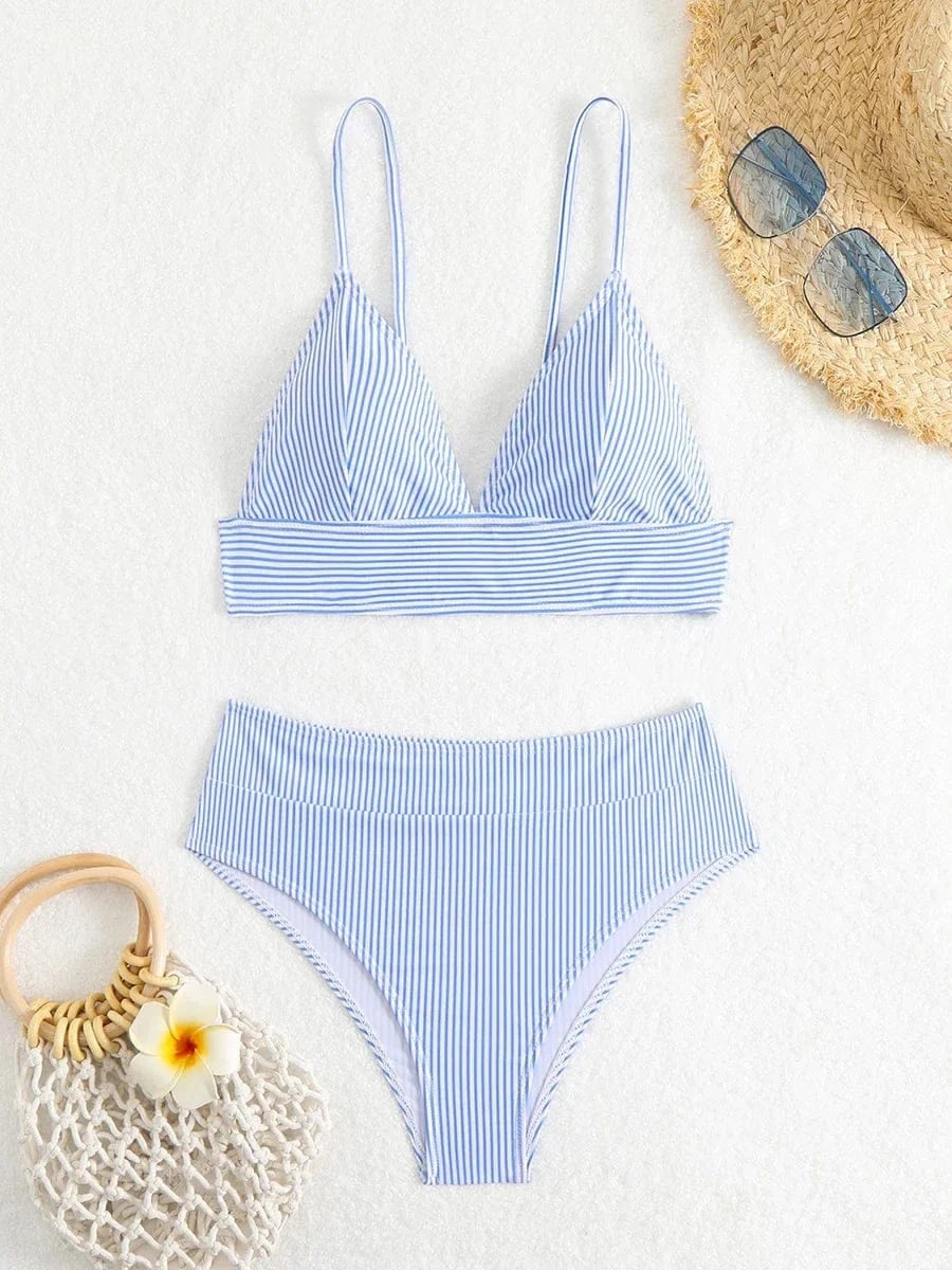Sexy Striped Ruffle Bikini Swimsuit Women 2026 Two-piece Swimwear High Waisted Bikinis Set Female Bathing Suit Push Up Beachwear - A-1 Thread Vault