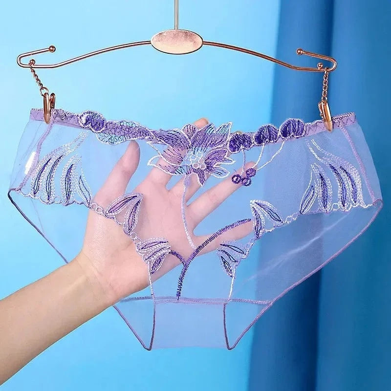 Sexy Transparent Women's Panties Super Thin Breathable Perspective Brief Underwear For Women Floral Mesh Female Lingerie Panty - A-1 Thread Vault