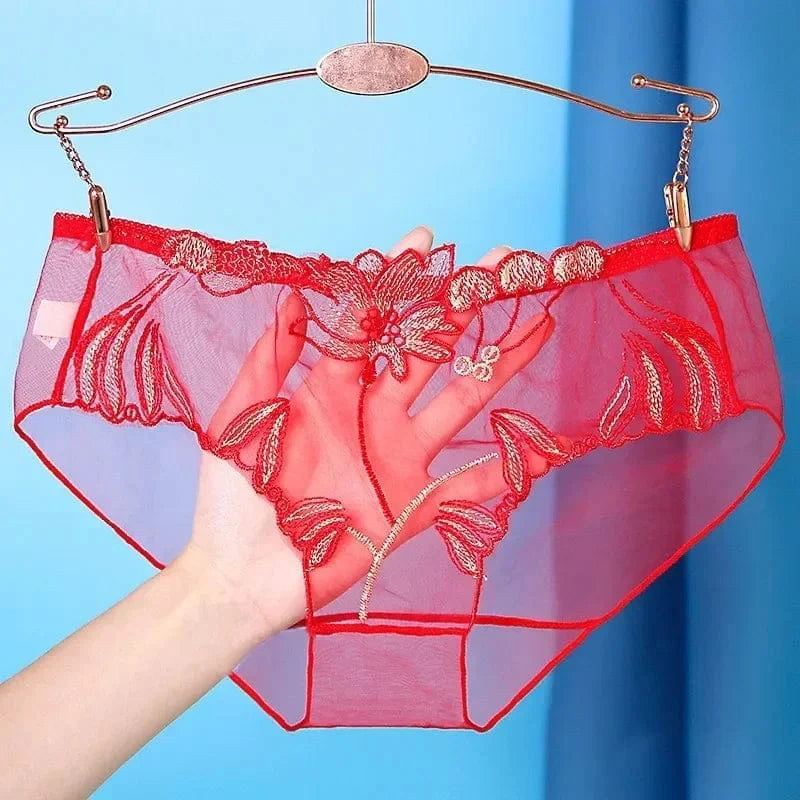 Sexy Transparent Women's Panties Super Thin Breathable Perspective Brief Underwear For Women Floral Mesh Female Lingerie Panty - A-1 Thread Vault