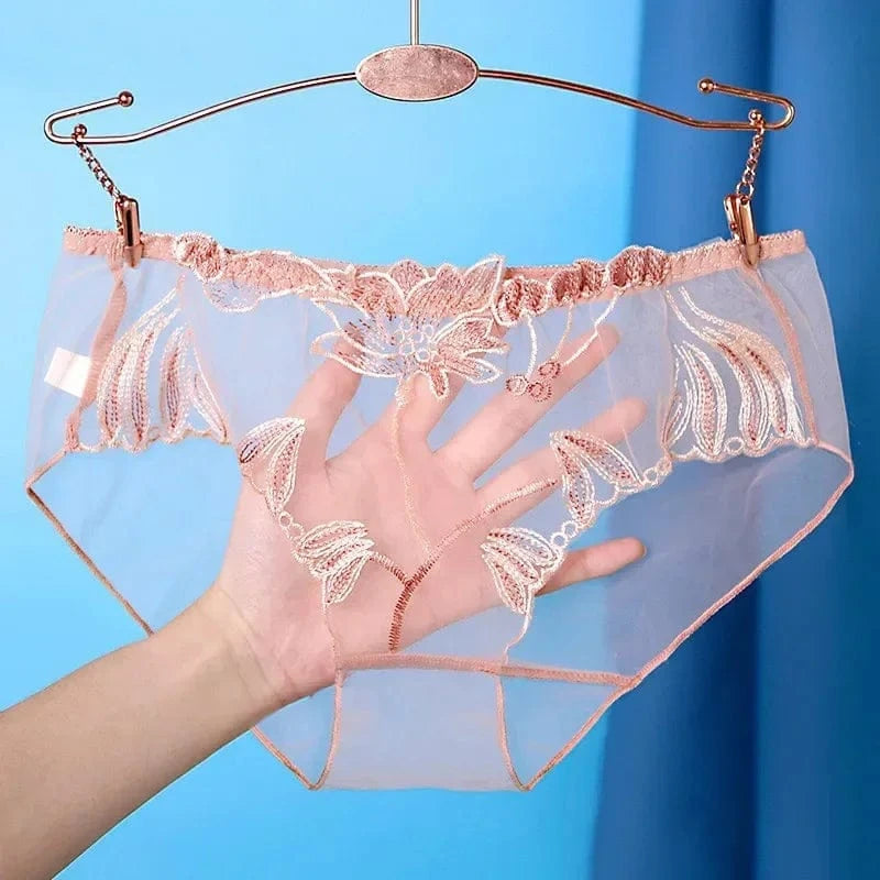 Sexy Transparent Women's Panties Super Thin Breathable Perspective Brief Underwear For Women Floral Mesh Female Lingerie Panty - A-1 Thread Vault
