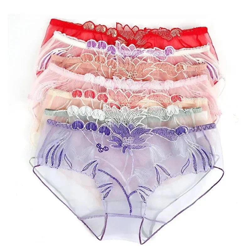Sexy Transparent Women's Panties Super Thin Breathable Perspective Brief Underwear For Women Floral Mesh Female Lingerie Panty - A-1 Thread Vault