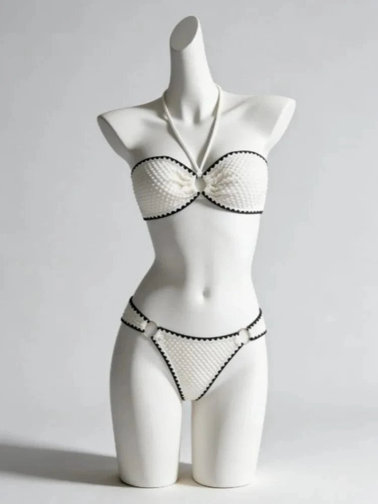 Sexy Trendy Ladies High Waisted Bikini Set Tummy Control Swimwear Breathable Quick Dry Stylish Beachwear Pool Party Outfit 2026 - A-1 Thread Vault