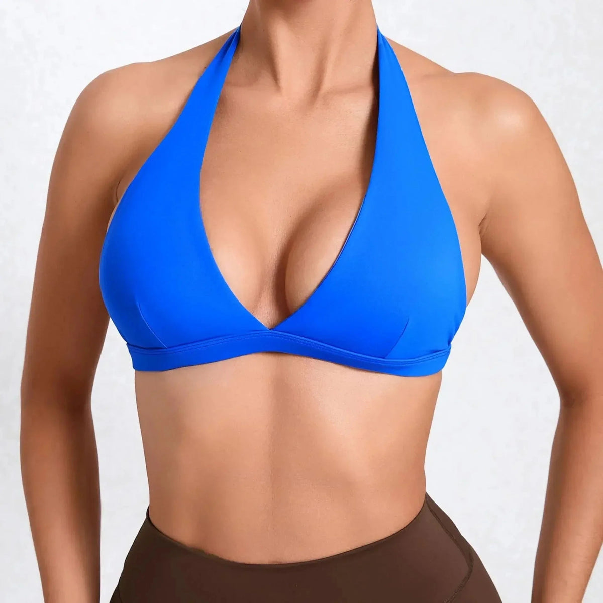 Sexy V-neck Sport Bra Women Underwear Sportswear Halter Backless Top for Fitness Yoga Wear Female Gym Active Bra with Cups White - A-1 Thread Vault