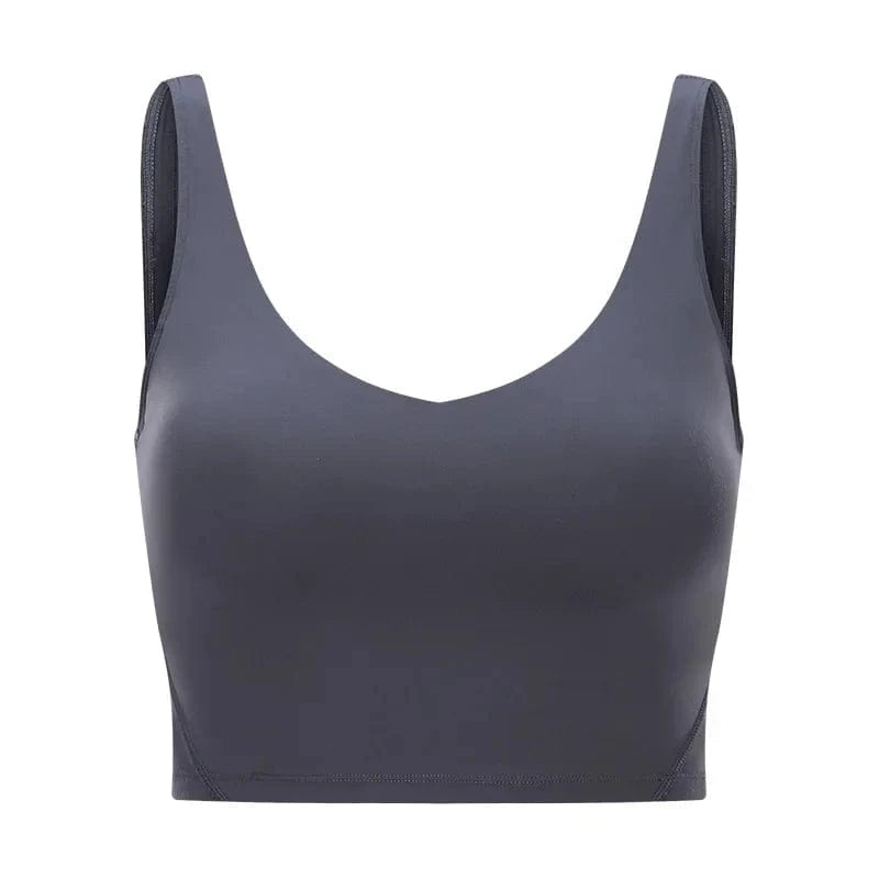 SHINBENE Women's V-neck Slimming Fitness Long-sleeve Padded Short-sleeve Sports Bra Yoga Bra Classic Athletic Tank Top - A-1 Thread Vault