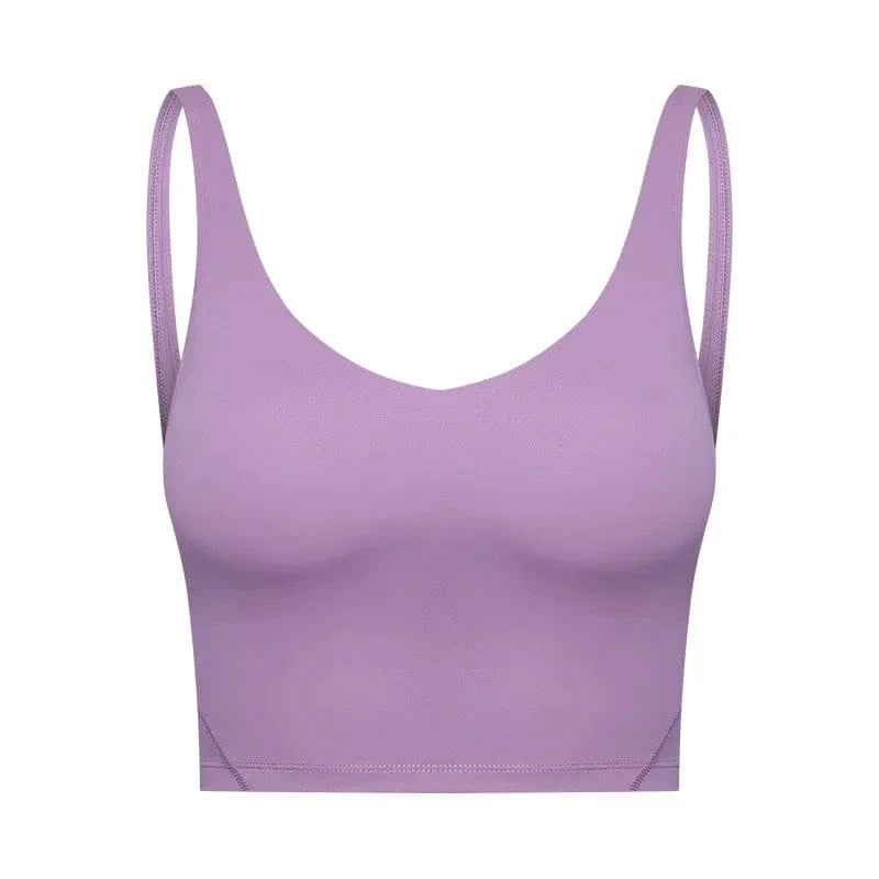 SHINBENE Women's V-neck Slimming Fitness Long-sleeve Padded Short-sleeve Sports Bra Yoga Bra Classic Athletic Tank Top - A-1 Thread Vault