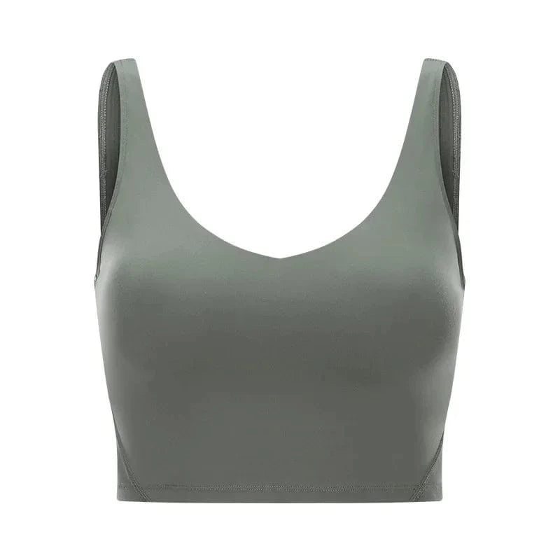 SHINBENE Women's V-neck Slimming Fitness Long-sleeve Padded Short-sleeve Sports Bra Yoga Bra Classic Athletic Tank Top - A-1 Thread Vault
