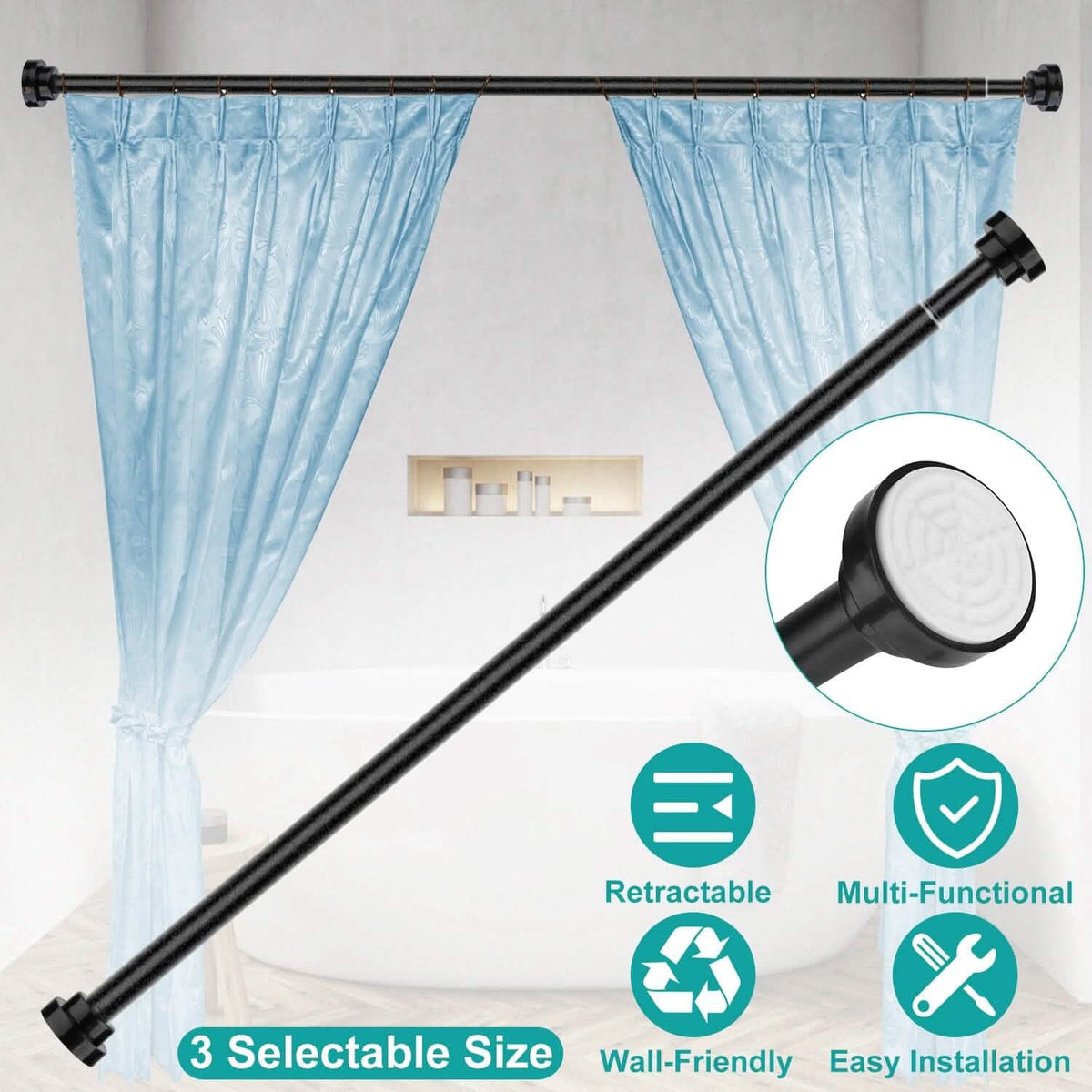 Shower Curtain Rod Adjustable Tension - A-1 Thread Vault
