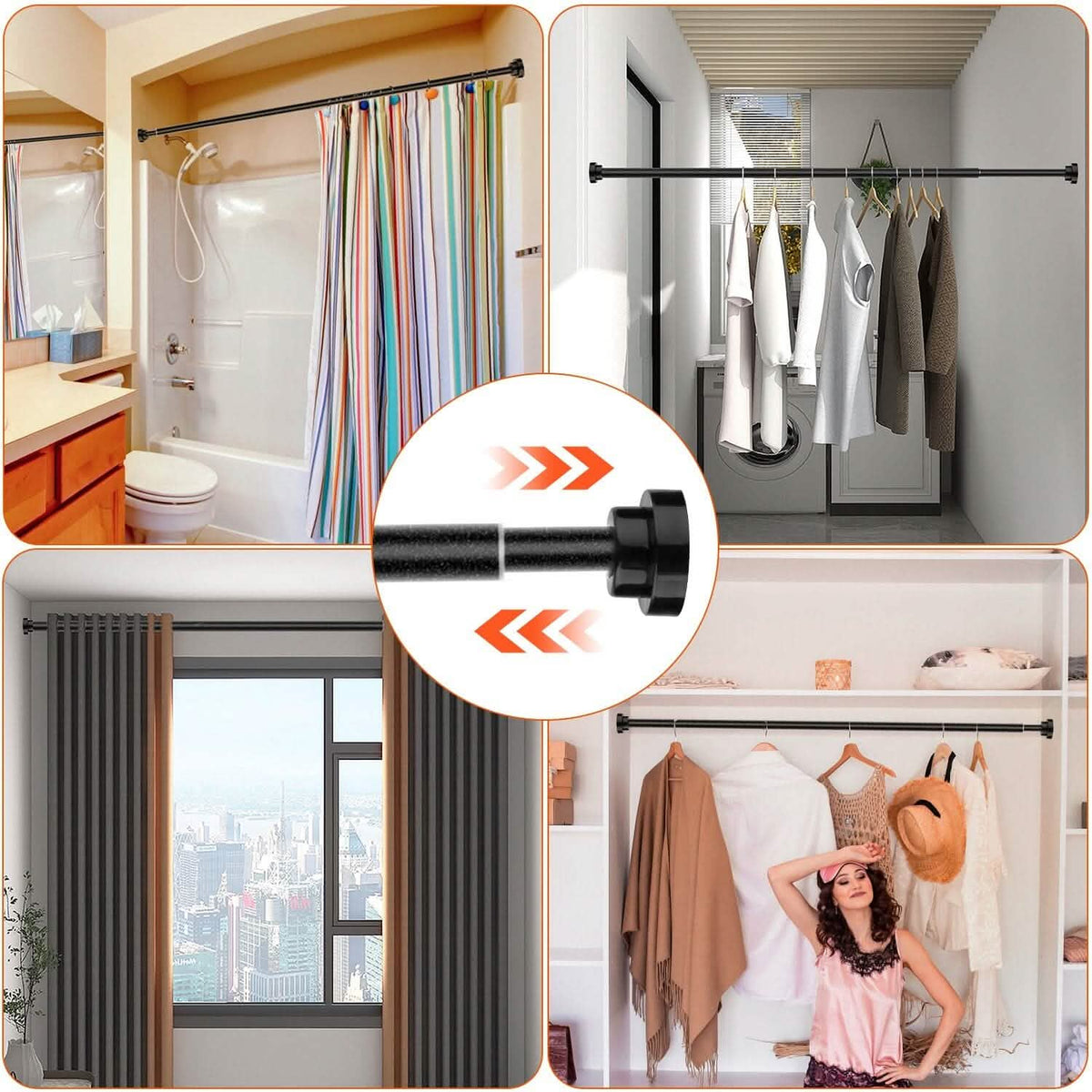 Shower Curtain Rod Adjustable Tension - A-1 Thread Vault
