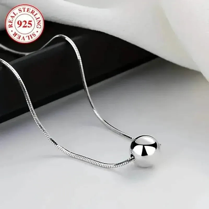Simple Retro Bohemian Style 925 Sterling Silver Necklace with Small Ball Pendant - A-1 Thread Vault