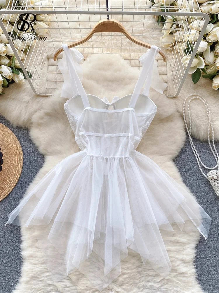 SINGREINY Sexy Role Play Wedding Dress Female Spaghetti Strap Sheath Sleepwear Nightwear Women Lace Spliced Gauze Erotic Pajamas - A-1 Thread Vault