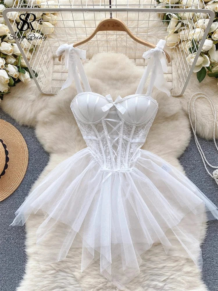 SINGREINY Sexy Role Play Wedding Dress Female Spaghetti Strap Sheath Sleepwear Nightwear Women Lace Spliced Gauze Erotic Pajamas - A-1 Thread Vault