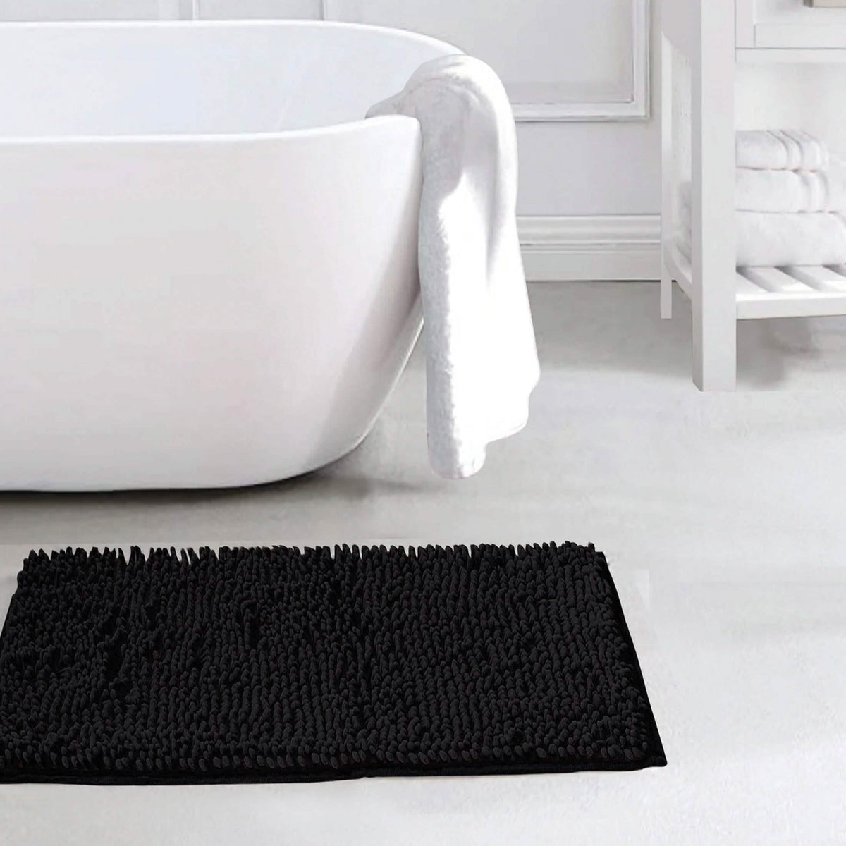Slip-Resistant Shag Anna Chenille Soft Absorbent Bath Mat Bathroom Rug 17" x 24" - A-1 Thread Vault