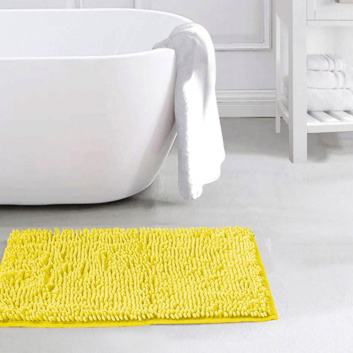 Slip-Resistant Shag Anna Chenille Soft Absorbent Bath Mat Bathroom Rug 17" x 24" - A-1 Thread Vault
