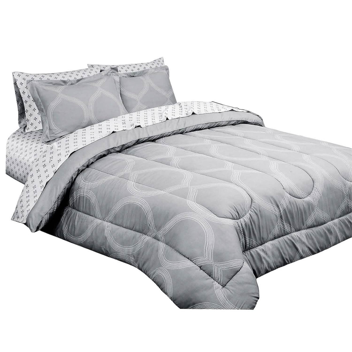 Sloane Street Ogee Bed in a Bag with Solid Reverse Comforter - A-1 Thread Vault