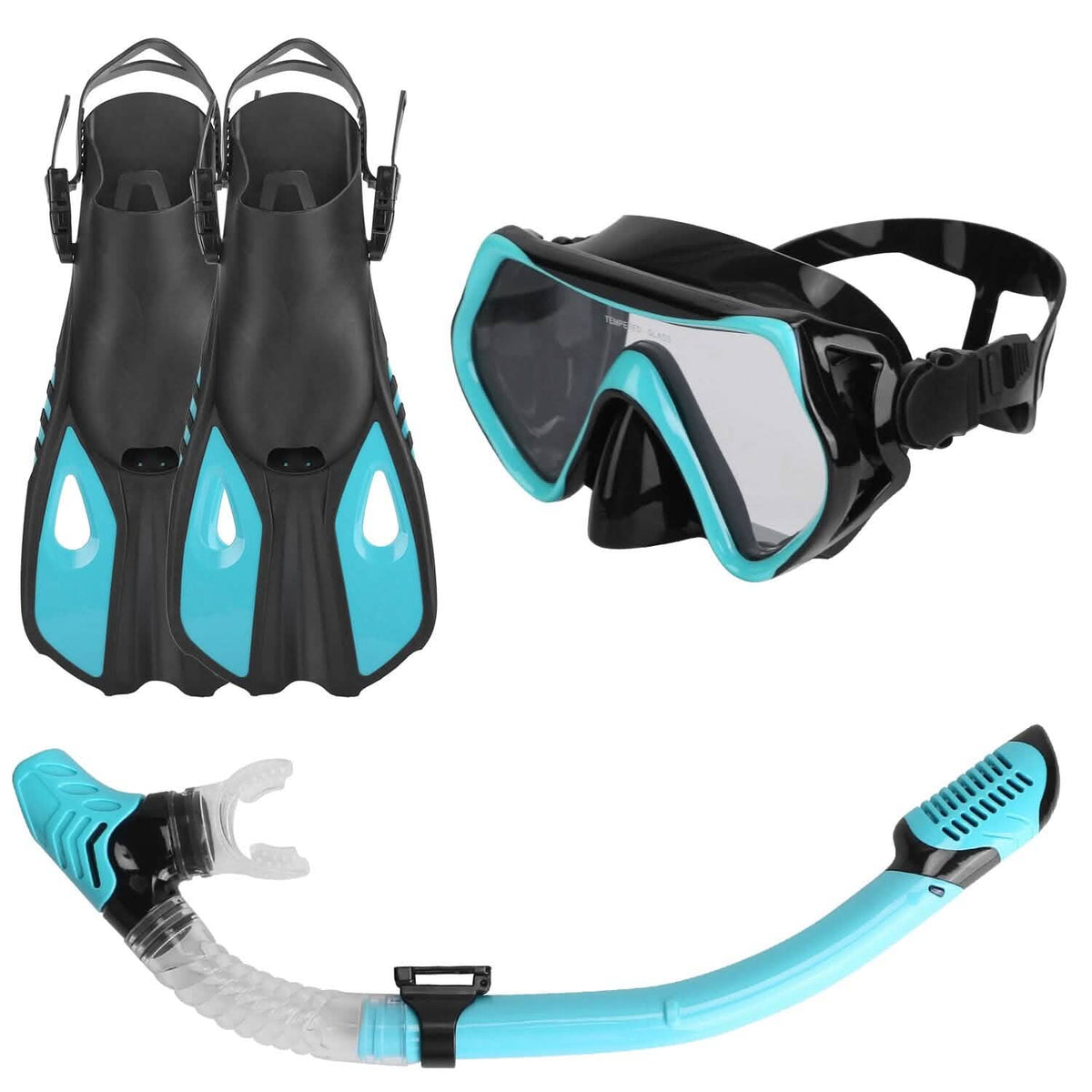 Snorkling Gear Mask Fin Set with Adjustable Swim Fins - A-1 Thread Vault