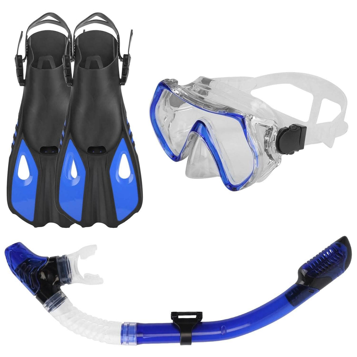 Snorkling Gear Mask Fin Set with Adjustable Swim Fins - A-1 Thread Vault