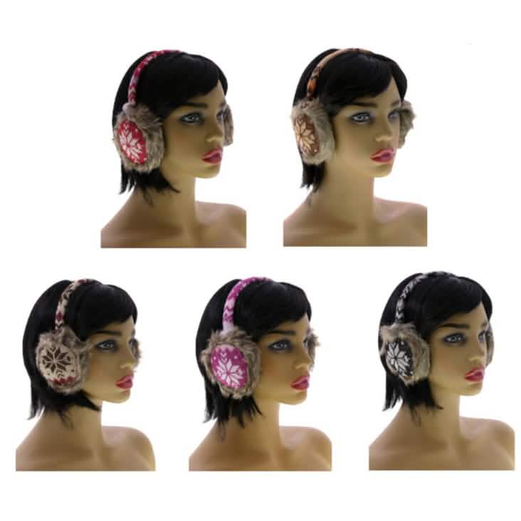 Snowflake Earmuffs with Fur Trim - A-1 Thread Vault