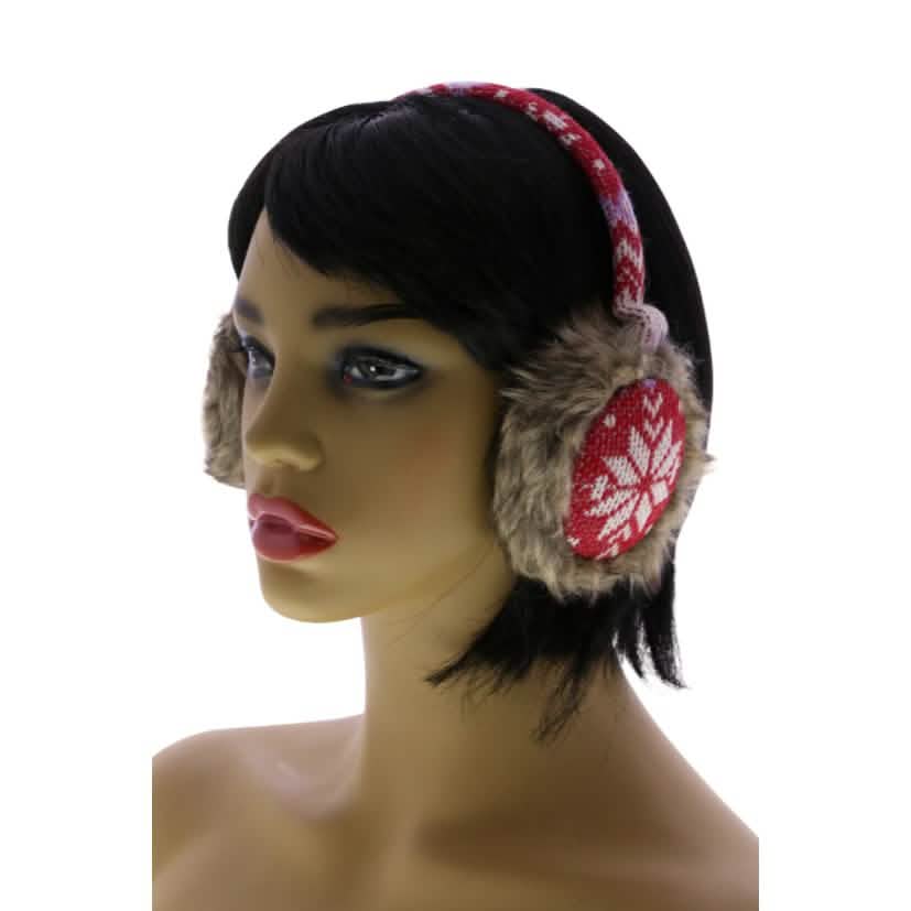 Snowflake Earmuffs with Fur Trim - A-1 Thread Vault