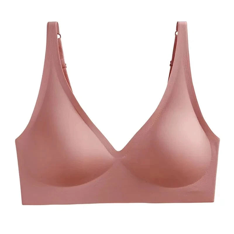 Soft Support Jelly Glue French Deep V Underwear Women's No Steel Ring Small Chest Gathered Comfortable Adjustment Seamless Bra - A-1 Thread Vault