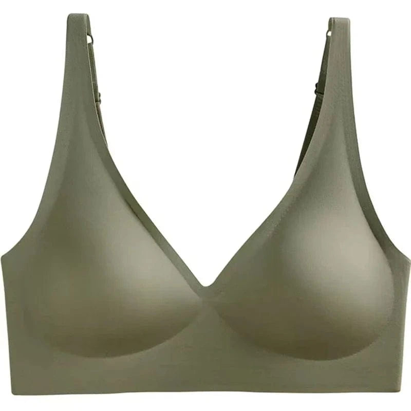 Soft Support Jelly Glue French Deep V Underwear Women's No Steel Ring Small Chest Gathered Comfortable Adjustment Seamless Bra - A-1 Thread Vault