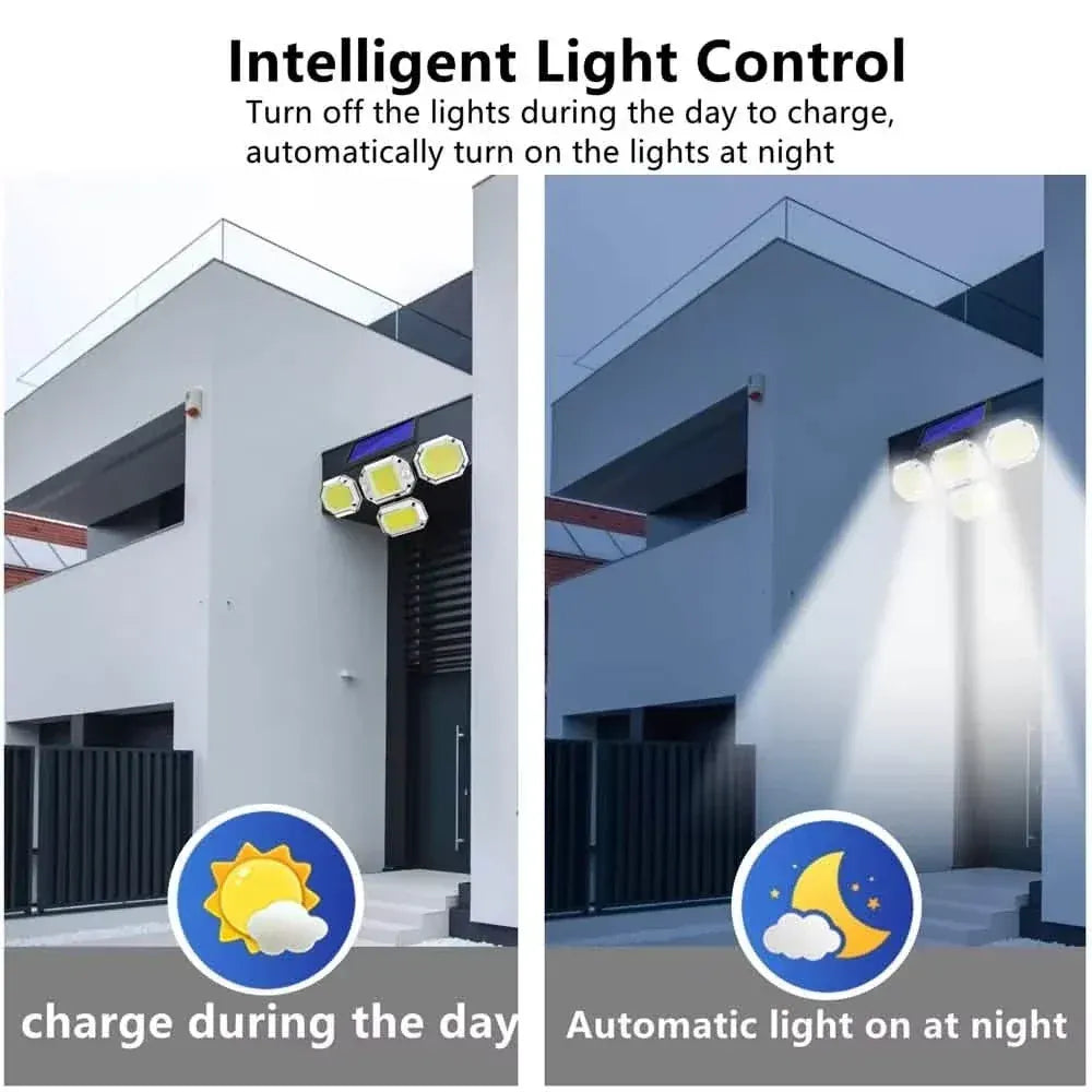 Solar Light Outdoor with Remote Control Double Motion Sensor Light 306/208 Led Wall Lamp IP65 Spotlight Exterior Garage Lighting - A-1 Thread Vault
