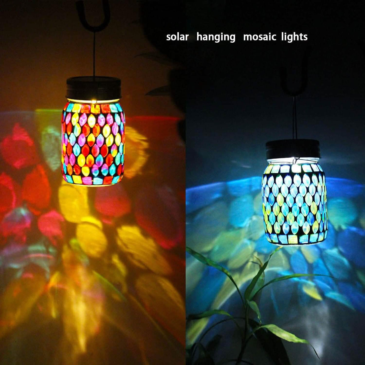 Solar Mosaic LED Waterproof Outdoor Hanging Lanterns - A-1 Thread Vault