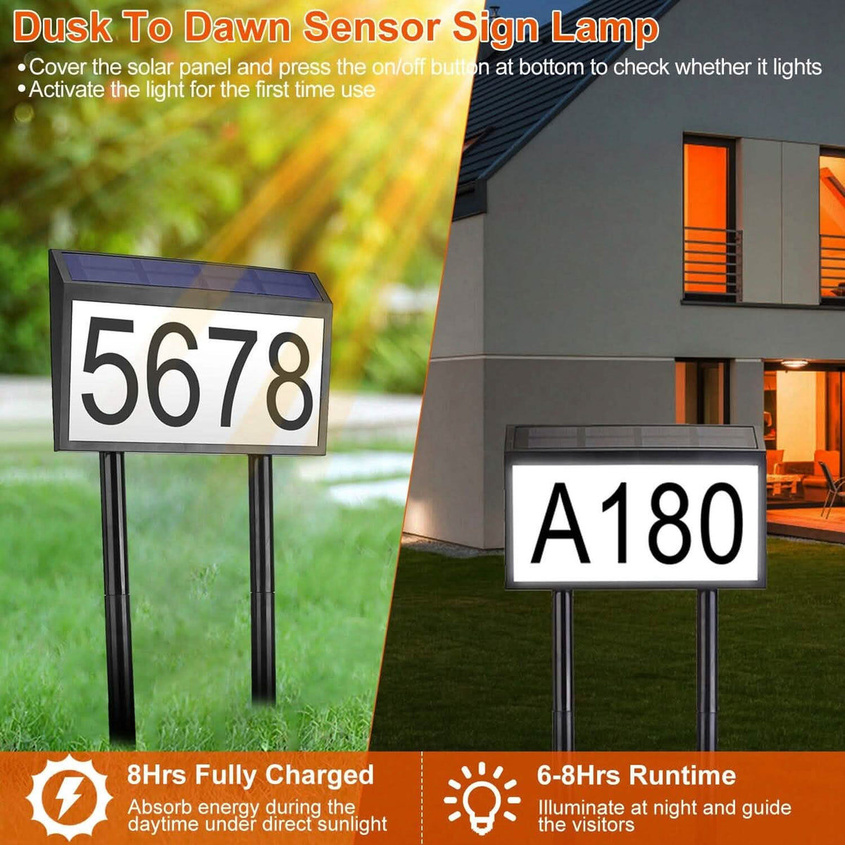 Solar Powered House Numbers LED Address Plaque Sign - A-1 Thread Vault