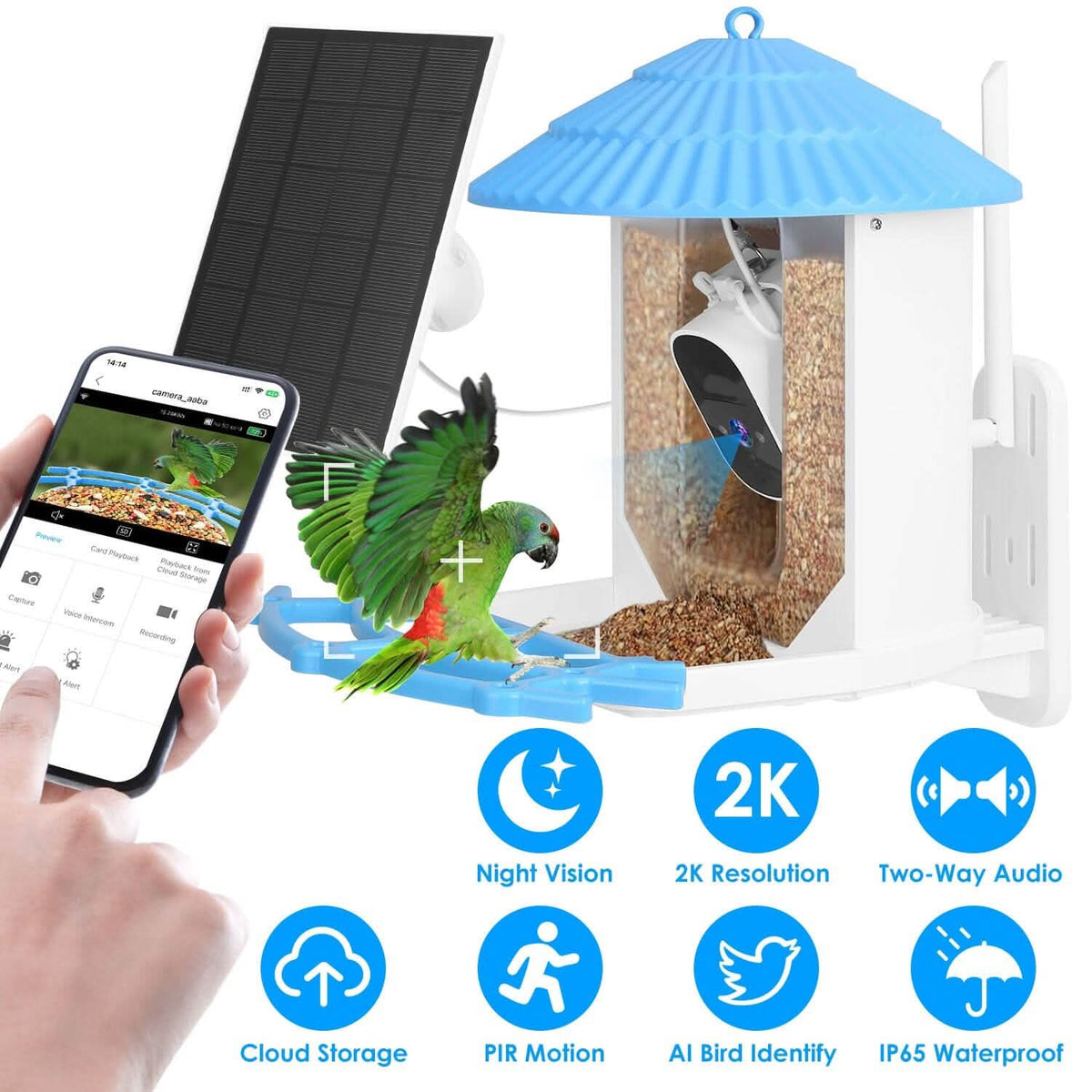 Solar Powered Smart Bird Feeder with PIR Motion AI Two-Way Audio - A-1 Thread Vault