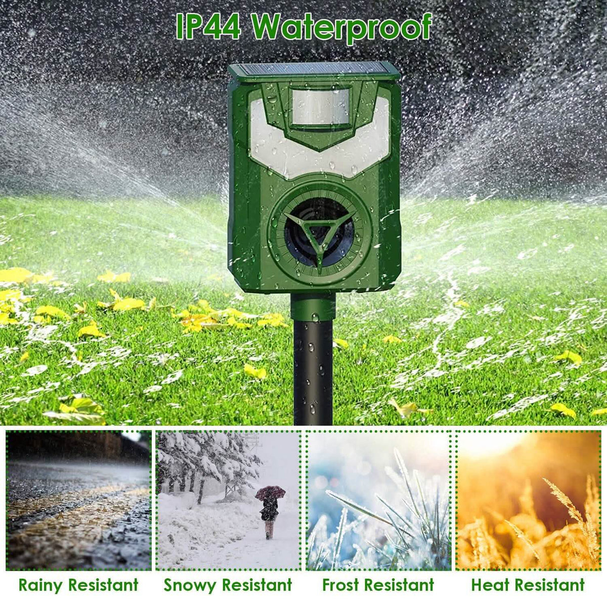 Solar Ultrasonic Animal Repeller with Flame Light USB Charge Motion Sensor - A-1 Thread Vault