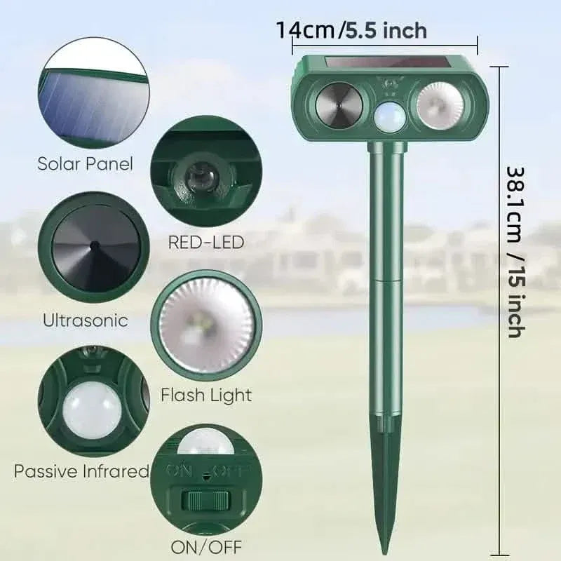Solar Ultrasonic Animal Repeller with Motion Detector - A-1 Thread Vault