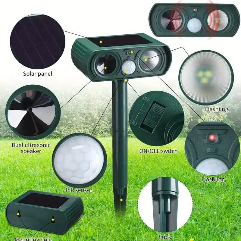 Solar Ultrasonic Animal Repeller with Motion Detector - A-1 Thread Vault