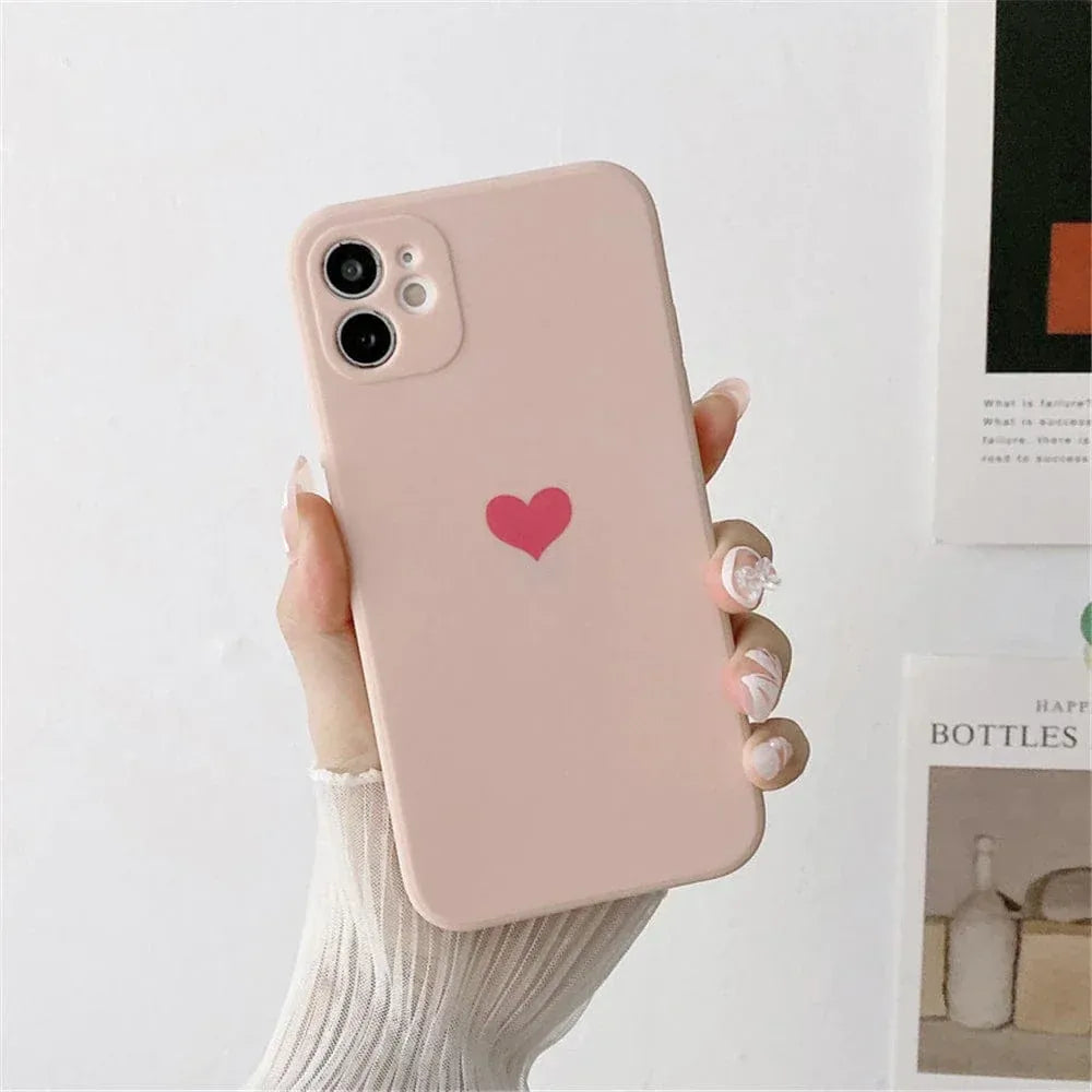 Solid Color Love Heart iPhone Case - A-1 Thread Vault