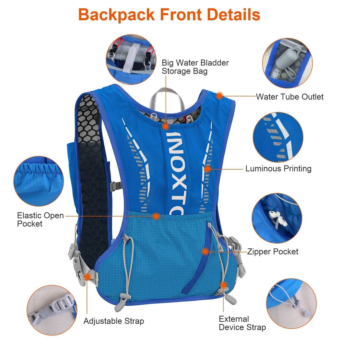 Sport Hydration Vest Running Backpack with 15oz, 50oz Water Bladder - A-1 Thread Vault